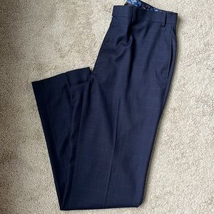 Lauren Ralph Lauren Navy Grid Plaid Flat Front Dress Pants 36x34